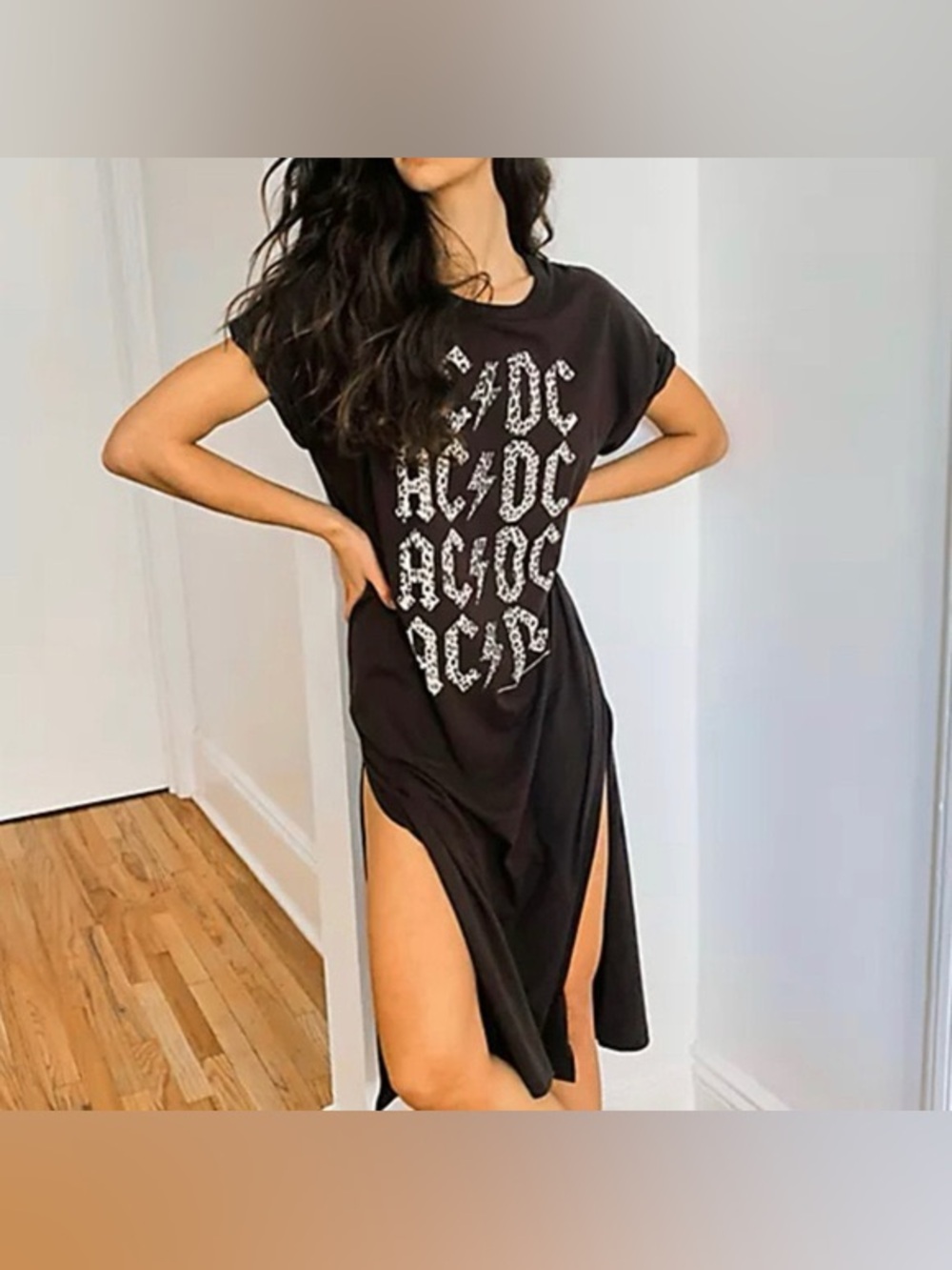 Chaser AC/DC leopard print t-shirt dress